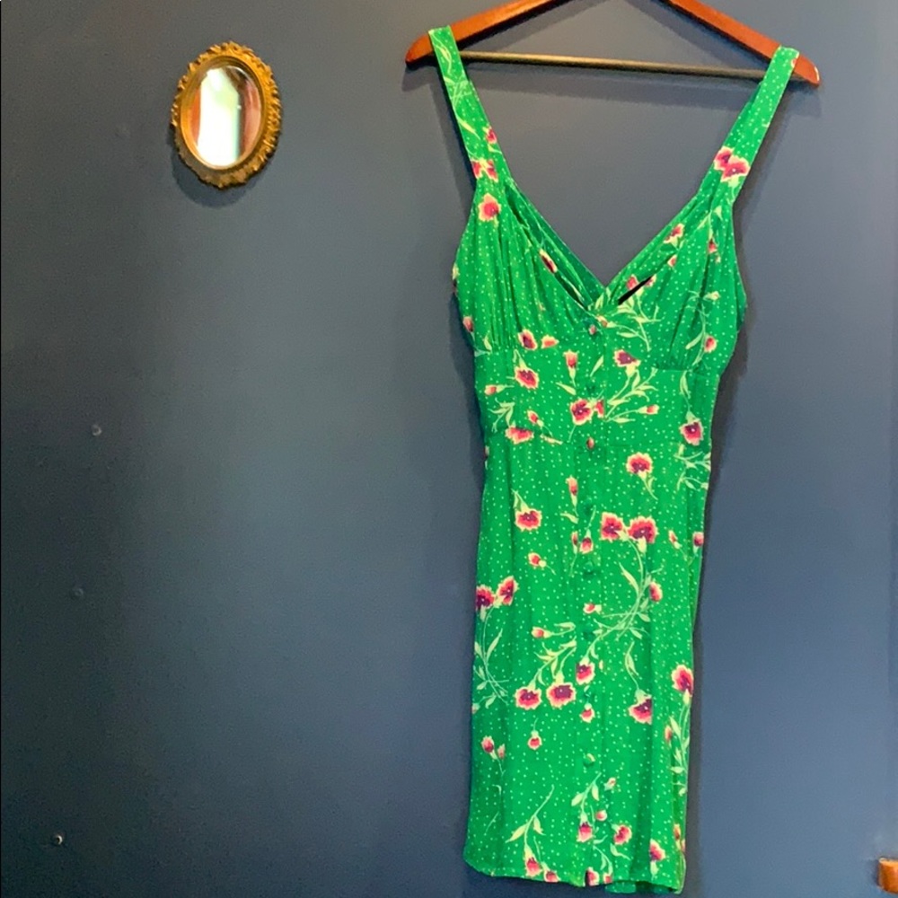 🍃Jade Green Floral Free People Sun Dress🌿🌸